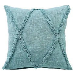 Outlet Kirklands Home Aqua Fringe Diamond Pillow, 20 in. Blue