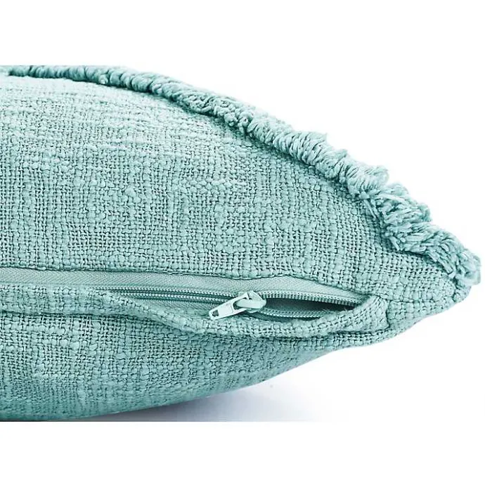 Outlet Kirklands Home Aqua Fringe Diamond Pillow, 20 in. Blue