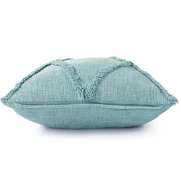 Outlet Kirklands Home Aqua Fringe Diamond Pillow, 20 in. Blue