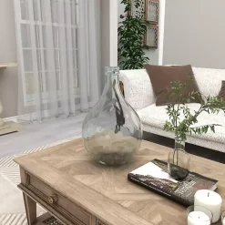 Best Kirklands Home Aqua Teardrop Glass Tabletop Decorative Vase Blue