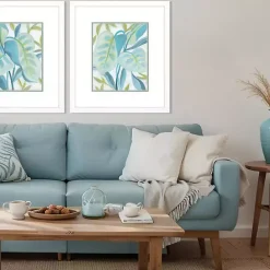 Best Kirklands Home Aqua Tropical Leaves II Framed Art Print Blue