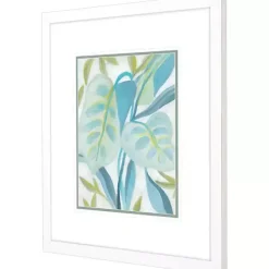 Best Kirklands Home Aqua Tropical Leaves II Framed Art Print Blue