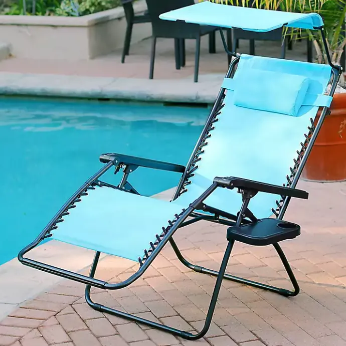 Hot Kirklands Home Aqua Zero Gravity Chair with Sunshade and Tray