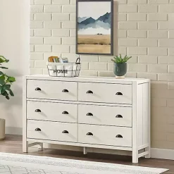 Kirklands Home Arden Wood 6-Drawer Dresser White