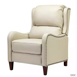Discount Kirklands Home Arturo Leather Wingback Recliner Ivory