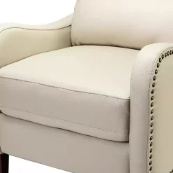Discount Kirklands Home Arturo Leather Wingback Recliner Ivory
