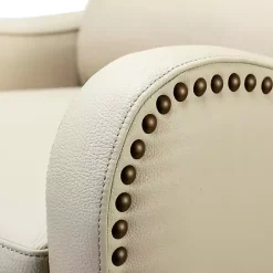 Discount Kirklands Home Arturo Leather Wingback Recliner Ivory