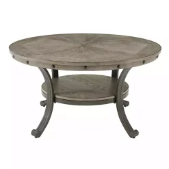 Sale Kirklands Home Ash Round Nailhead Coffee Table Gray