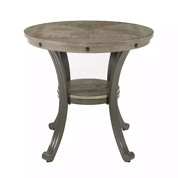 Best Kirklands Home Ash Round Nailhead Side Table Gray