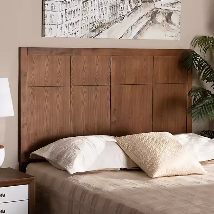 Best Kirklands Home Ash Walnut Wood Panel Full Headboard Brown