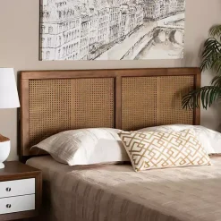 Sale Kirklands Home Ash Walnut Wood Rattan Frame King Headboard