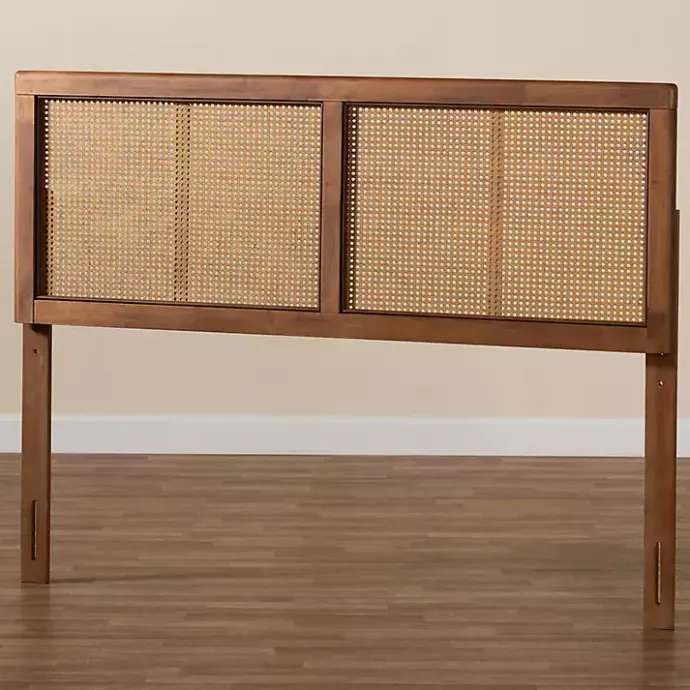 Sale Kirklands Home Ash Walnut Wood Rattan Frame King Headboard