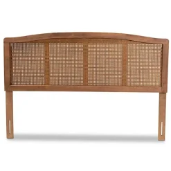 Best Kirklands Home Ash Walnut Woven Rattan Queen Headboard Brown