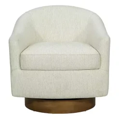 Sale Kirklands Home Ashton Cream Swivel Chair with Wood Base White