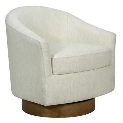 Sale Kirklands Home Ashton Cream Swivel Chair with Wood Base White