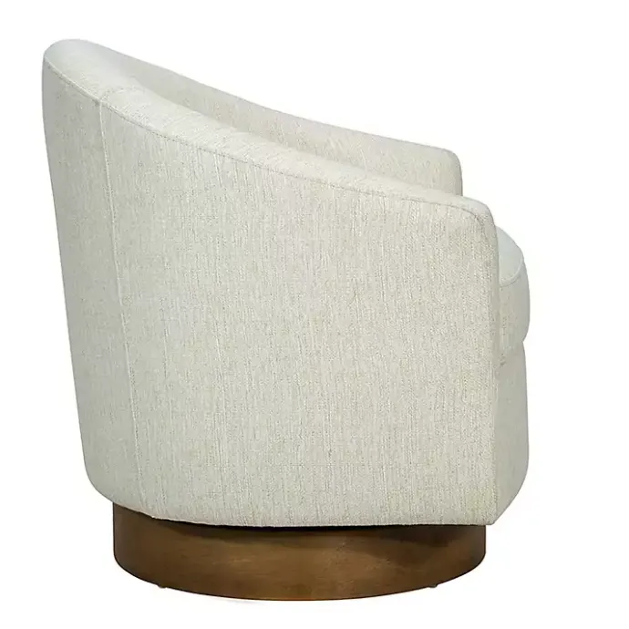 Sale Kirklands Home Ashton Cream Swivel Chair with Wood Base White