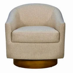 New Kirklands Home Ashton Swivel Chair with Wood Base Tan
