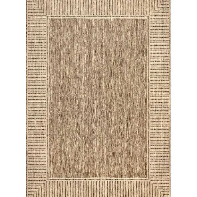 Best Kirklands Home Asia Stripe Border Outdoor Rug, 8x10 Brown