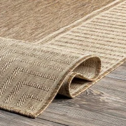 Best Kirklands Home Asia Stripe Border Outdoor Rug, 8x10 Brown