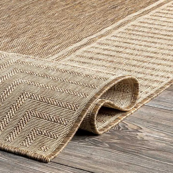 Best Kirklands Home Asia Stripe Border Outdoor Rug, 8x10 Brown