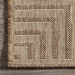 Best Kirklands Home Asia Stripe Border Outdoor Rug, 8x10 Brown
