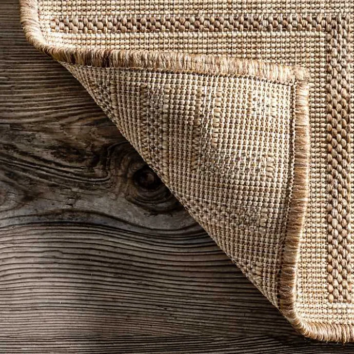 Best Kirklands Home Asia Stripe Border Outdoor Rug, 8x10 Brown