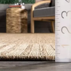 Best Kirklands Home Asia Stripe Border Outdoor Rug, 8x10 Brown