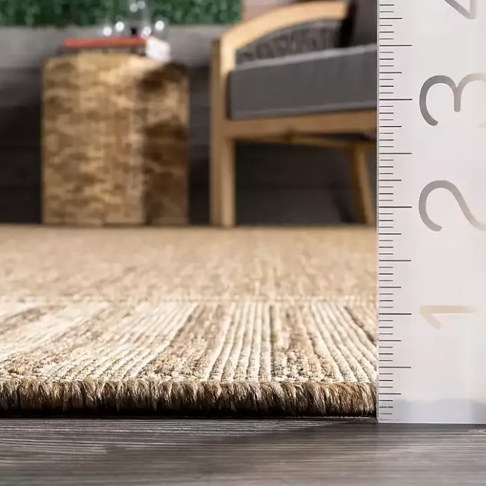 Best Kirklands Home Asia Stripe Border Outdoor Rug, 8x10 Brown