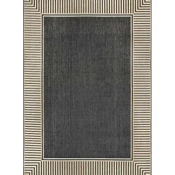 Sale Kirklands Home Asia Gray Stripe Border Outdoor Rug, 5x8