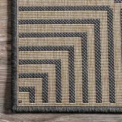 Clearance Kirklands Home Asia Gray Stripe Border Outdoor Rug, 8x10