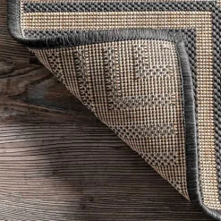 Clearance Kirklands Home Asia Gray Stripe Border Outdoor Rug, 8x10