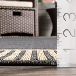 Clearance Kirklands Home Asia Gray Stripe Border Outdoor Rug, 8x10