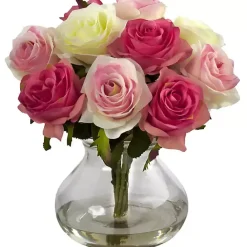 Hot Kirklands Home Assorted Roses in Vase Arrangement Pink