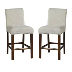 Discount Kirklands Home Aubrey Natural Upholstered 2-pc. Counter Stool Set Tan