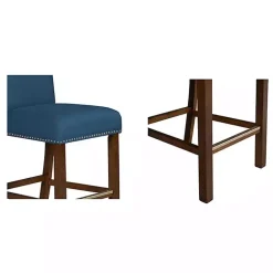 Best Kirklands Home Aubrey Navy Upholstered 2-pc. Counter Stool Set Blue
