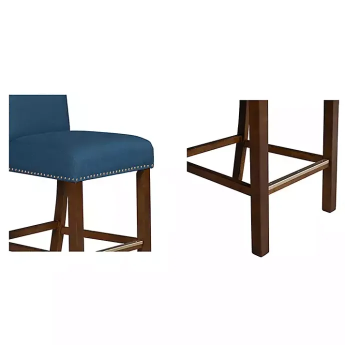 Best Kirklands Home Aubrey Navy Upholstered 2-pc. Counter Stool Set Blue