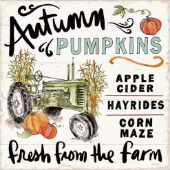 Best Kirklands Home Autumn Pumpkin Tractor Framed Wall Art