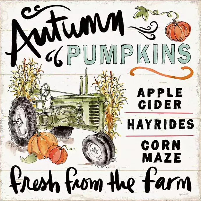 Best Kirklands Home Autumn Pumpkin Tractor Framed Wall Art