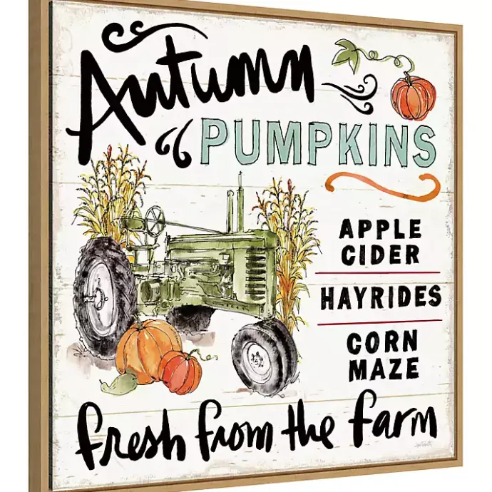 Best Kirklands Home Autumn Pumpkin Tractor Framed Wall Art