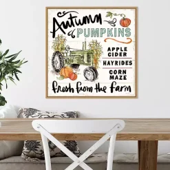 Best Kirklands Home Autumn Pumpkin Tractor Framed Wall Art