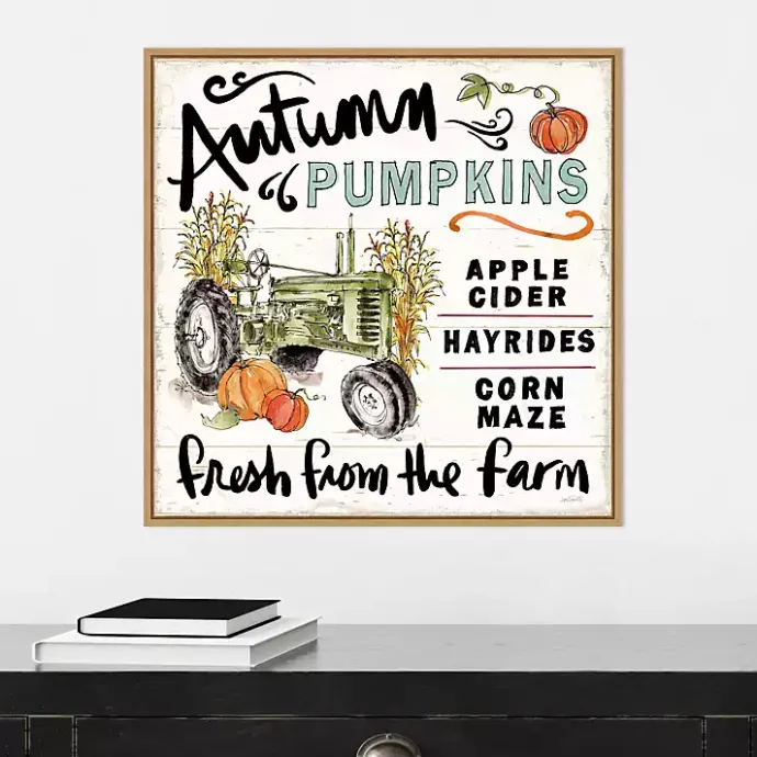 Best Kirklands Home Autumn Pumpkin Tractor Framed Wall Art