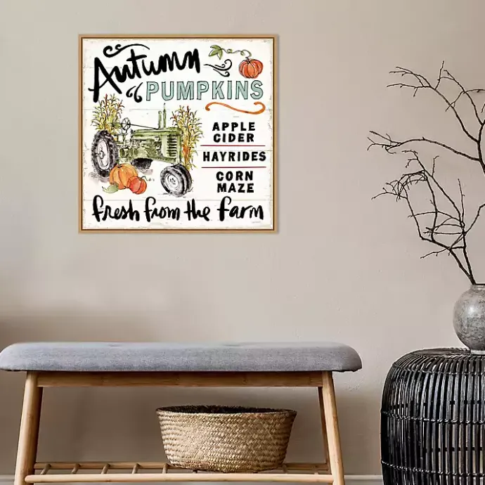 Best Kirklands Home Autumn Pumpkin Tractor Framed Wall Art