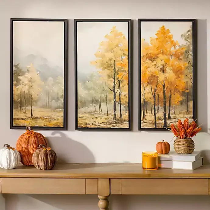 New Kirklands Home Autumn Treeline Framed Canvas Art Prints, Set of 3 Multi