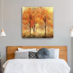 Sale Kirklands Home Autumn Trees Canvas Art Print, 40x40 in. Orange