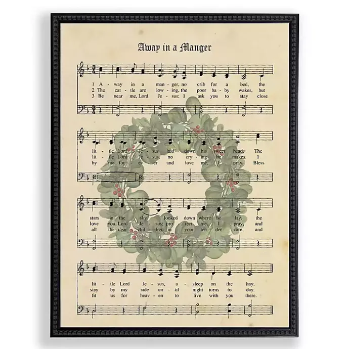 Best Kirklands Home Away in a Manger Hymn Framed Christmas Art Print