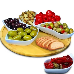 Sale Kirklands Home Bamboo 6 Piece Ceramic Flower Set Lazy Susan