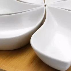 Sale Kirklands Home Bamboo 6 Piece Ceramic Flower Set Lazy Susan