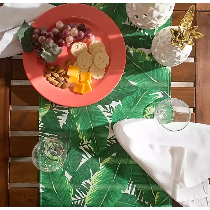 Outlet Kirklands Home Banana Leaf Outdoor Table Runner, 108 in. Green