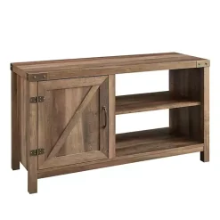Best Kirklands Home Barn Door Rustic Oak TV Stand with Open Shelves Brown