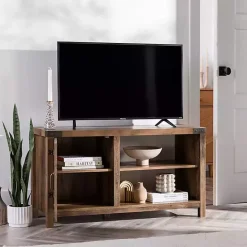 Best Kirklands Home Barn Door Rustic Oak TV Stand with Open Shelves Brown